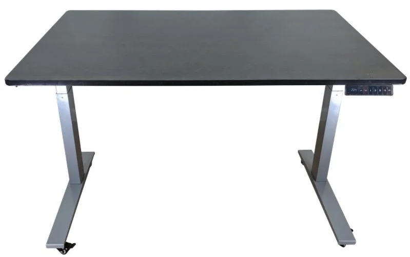 compact wooden writing desk-Gray and Black 52" Bamboo Dual Motor Electric Office Adjustable Computer Desk