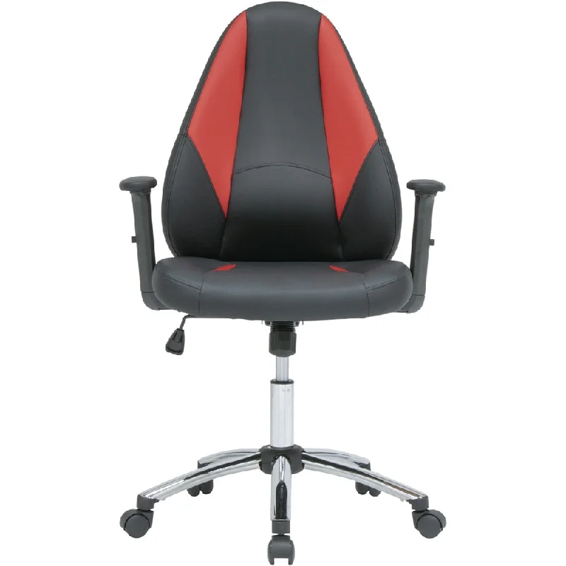 reclining computer chair with built-in footrest -SD Gaming - Gaming 5-Pointed Star Polyurethane and Vegan Leather Office Chair - Black/Red/Chrome