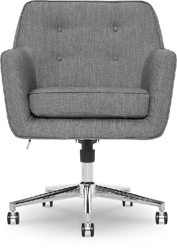 modern home office chair with breathable fabric -Serta - Ashland Memory Foam & Twill Fabric Home Office Chair - Gray