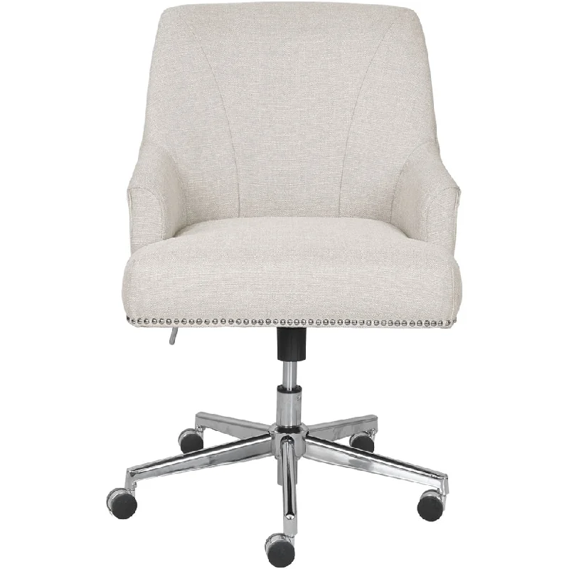 padded executive chair with deep cushioning -Serta - Leighton Modern Fabric & Memory Foam Home Office Chair - Cozy Ivory