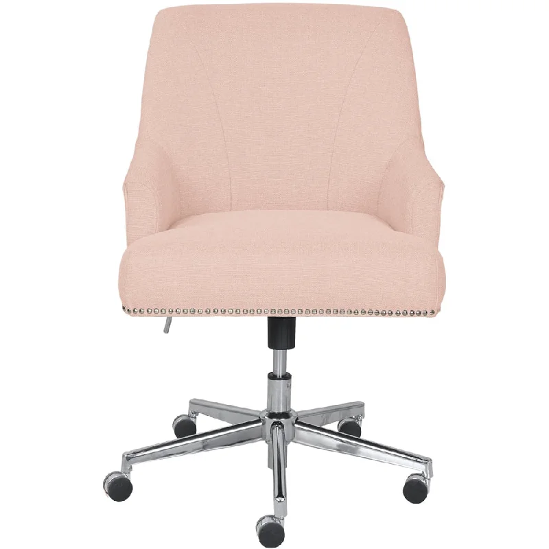 professional desk chair with lumbar adjustment -Serta - Leighton Modern Memory Foam & Twill Fabric Home Office Chair - Blush Pink