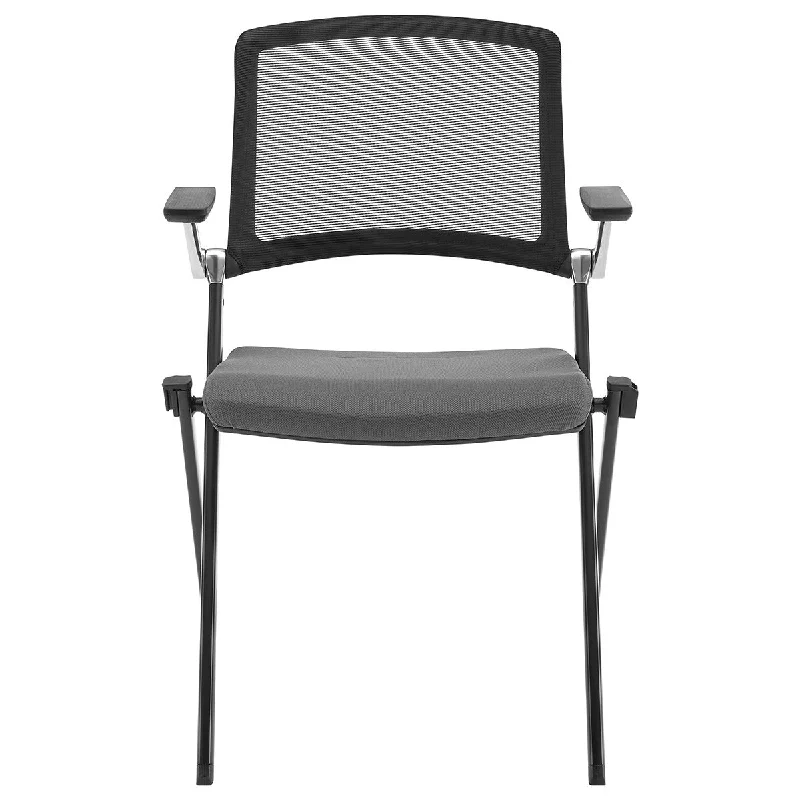 professional office chair with height-adjustable seat -Set of Two Black Gray and Black Mesh Conference Office Chair