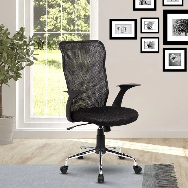 computer chair with ergonomic lumbar support -Techni Mobili Medium Back Mesh Assistant Office Chair, Black