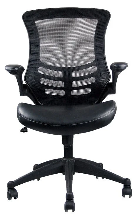 memory foam office chair with thick padding -Techni Mobili Stylish Mid-Back Mesh Office Chair with Adjustable Arms, Black