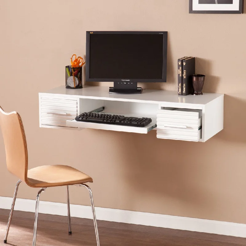 compact study desk with chair-White Wall Mount Desk with Drawers