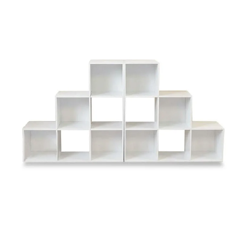 bookshelf with minimalistic design for small spaces -12 Cube Bookcase Ladder Storage Unit - White - Two 6 Cube Units