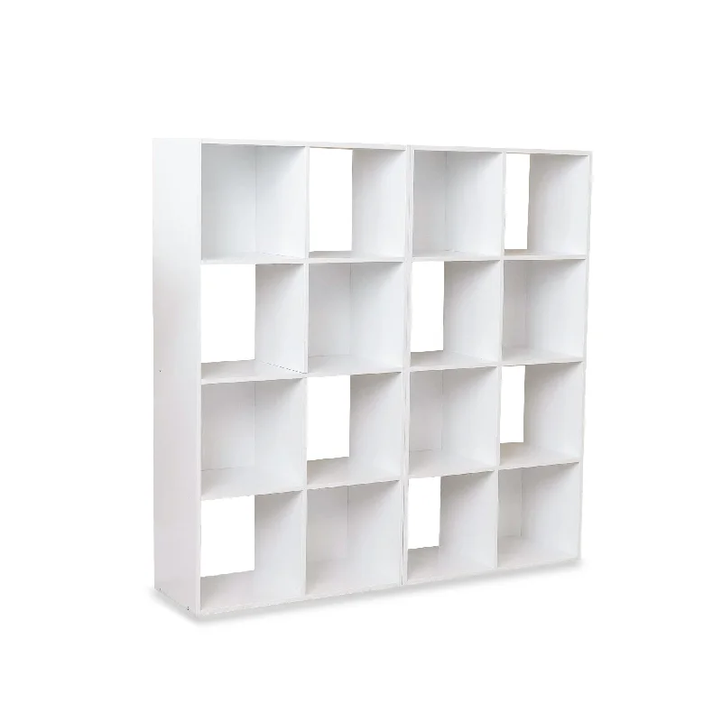 bookshelf with lightweight frame for easy setup -16 Cube Storage Unit - White - Two 8x2 Units