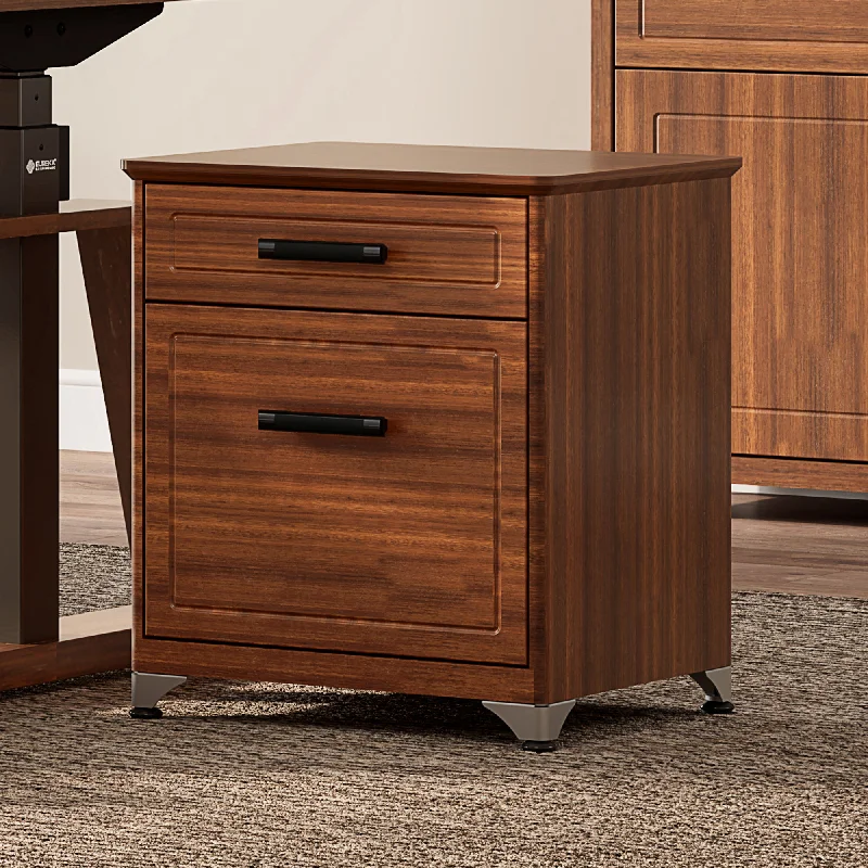 double-sided filing cabinet for easy access -Ark, 19" File Storage Cabinet, Walnut