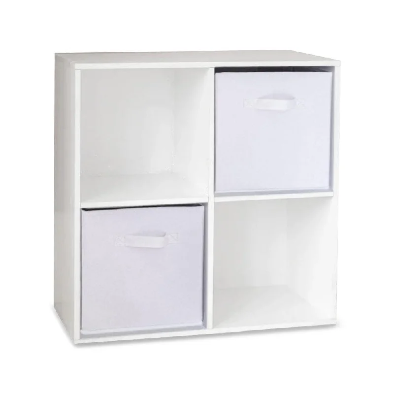 bookshelf with beautiful craftsmanship and style -4 Cube White Bookcase Wooden Display Unit Shelving Storage Bookshelf Shelves - White Basket