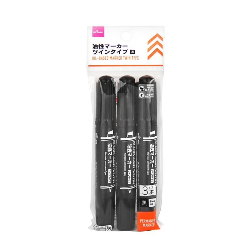 premium writing utensils for quick notes-Oil Based Marker - Twin Type - 3Pcs