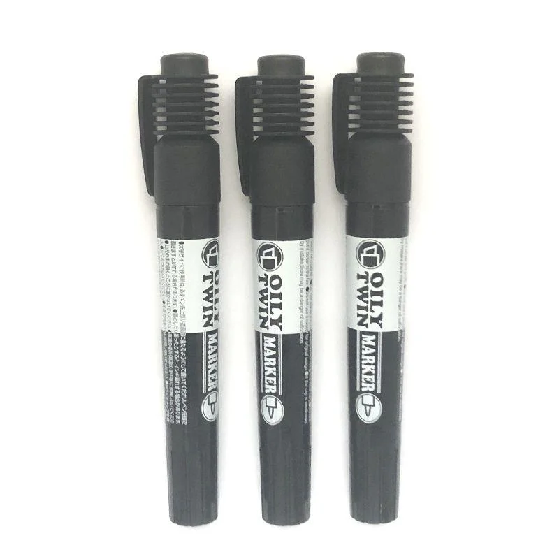 long-lasting writing utensils for daily use-Oily Twin Marker Black Ink 3Pcs