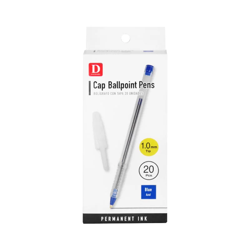 premium writing utensils for corporate use-Cap Ballpoint Pens Blue