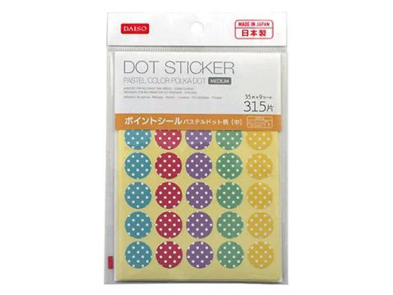 notebooks with elegant leather covers for gift ideas -Dot Sticker -Medium - Pastel - Polka Dot - 315 Pcs.