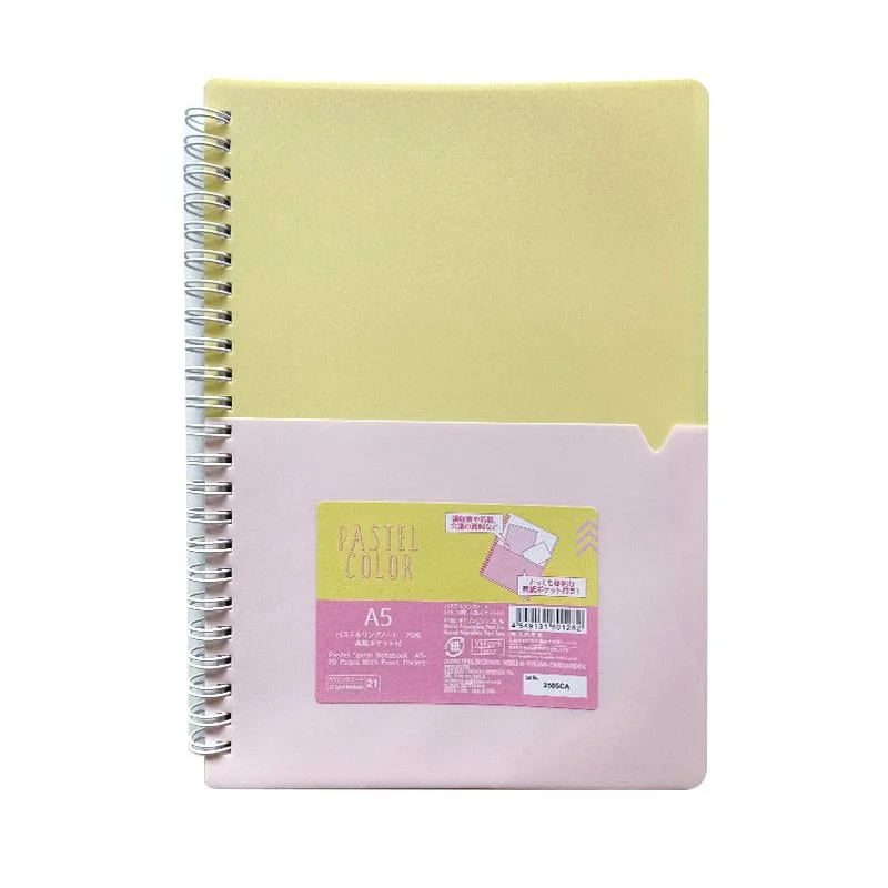 small notebooks for pocket use -Pastel Spiral Notebook -A5 - 70 Pages - With Front Pocket-