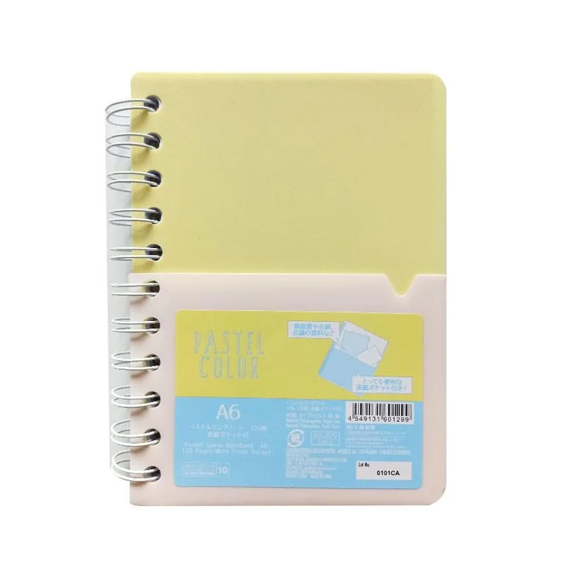 notebooks for taking notes during classes -Pastel Spiral Notebook -A6 - 120 Pages - With Front Pocket-