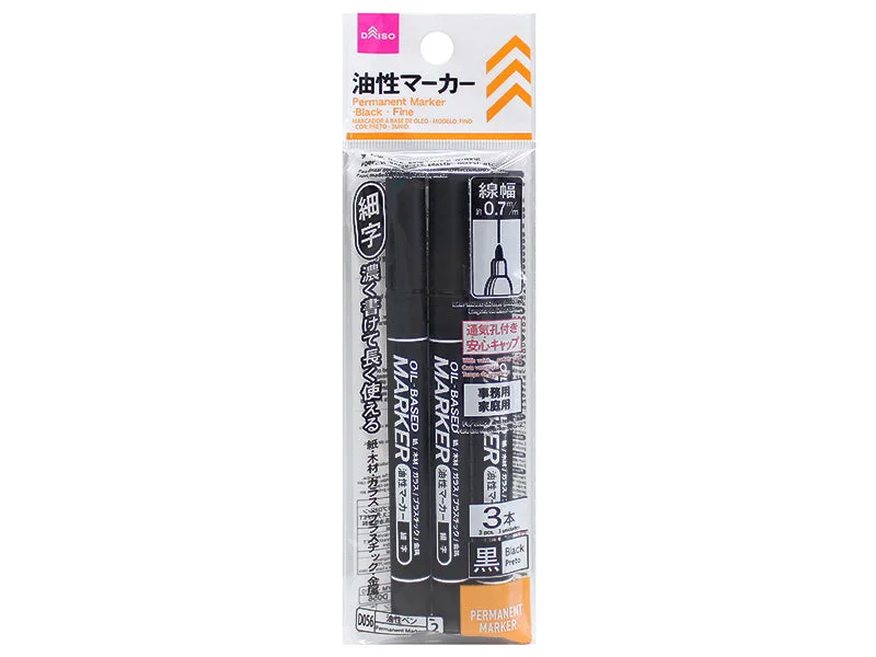 writing utensils for test taking-Oil-Based Marker -Black - Fine print- 3 pcs