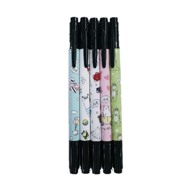 non-smudging writing utensils for perfectionists-Oil-Based Marker -Double Sided - 5 Pcs.- Hello Bear-