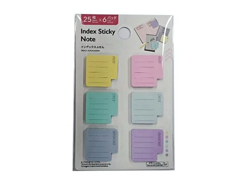 notebooks for capturing ideas and inspiration -Index Sticky Note - 25 Sheet X 6 Pad - Vivid-