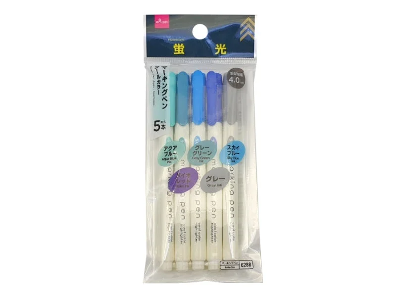 professional writing utensils for business projects-Marker Pen -5 pcs. - Cool Colors -