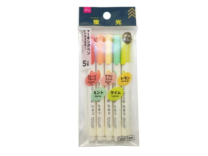 writing utensils for left-handed people with comfort-Marker Pen - 5pcs - Citrus Colors