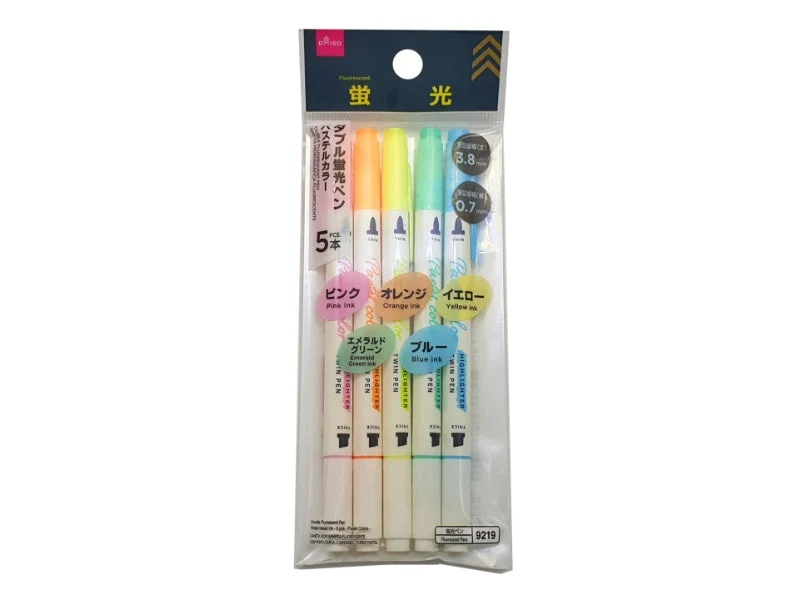 versatile writing utensils for creative processes-Double Fluorescent Pen Water-based Ink - 5 pcs - Pastel Colors -