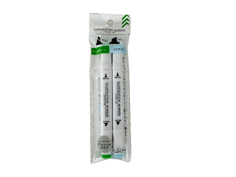 smooth-flowing writing utensils for smooth writing-Illustration Marker-Leaf Green-Aqua Blue-