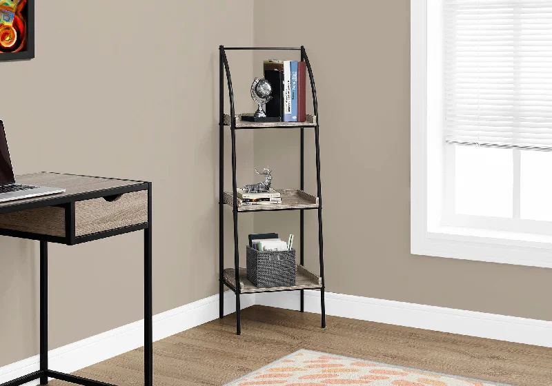 bookshelf with modern aesthetic for minimalist homes -Bookcase - 48"H / Dark Taupe / Black Metal