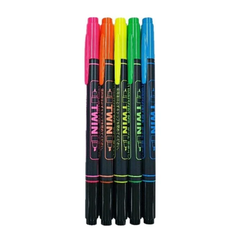 durable writing utensils for busy students-Double Flourescent Pen 5Pcs