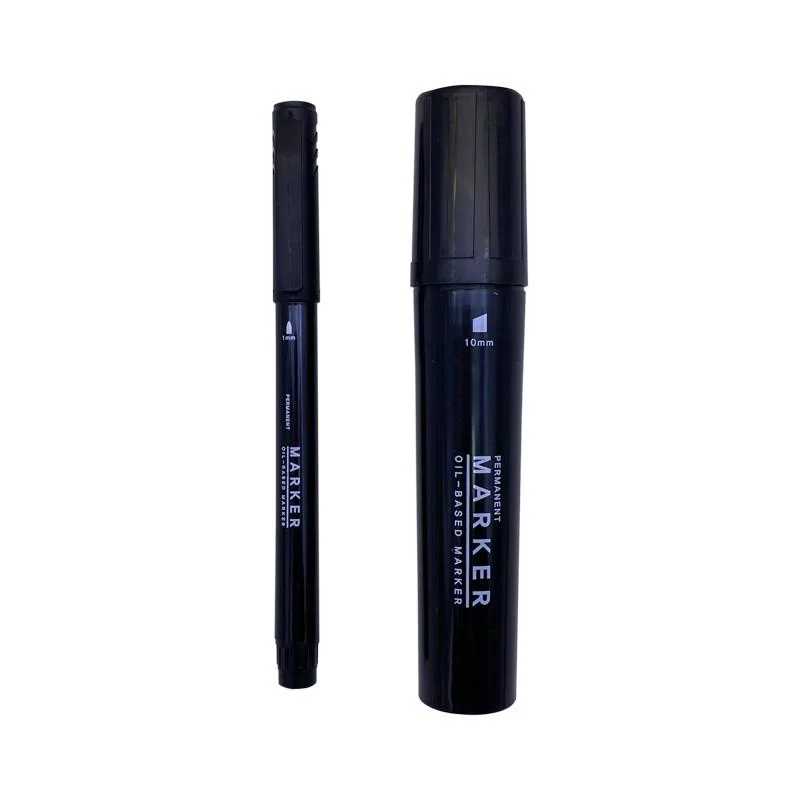 non-toxic writing utensils for kids-Permanent Marker Black 2Pcs Square Tip10Mm Round Tip1Mm