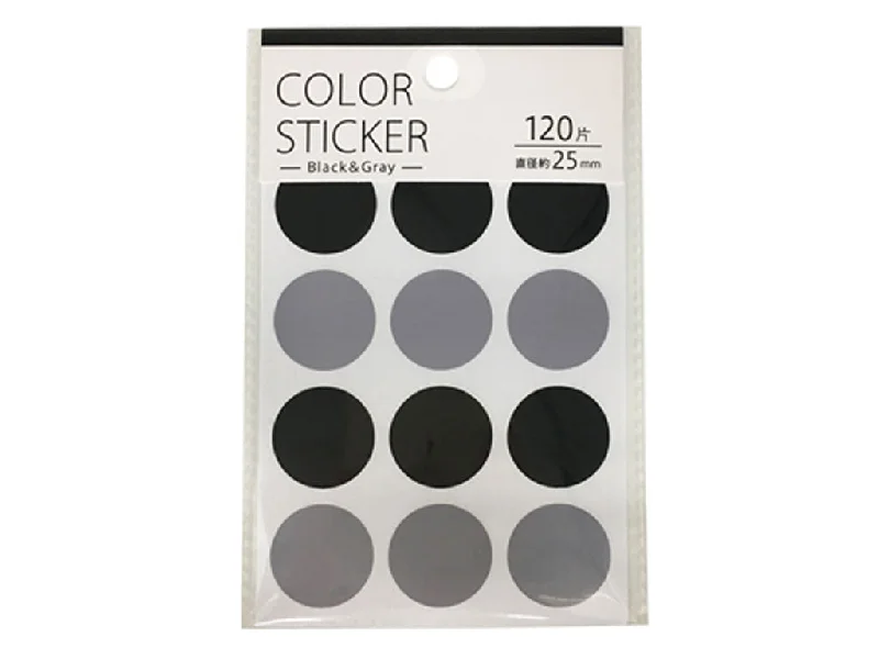 notebooks for travel and journaling adventures -Point stickers  black and gray  25mm  120 pieces PRS-41