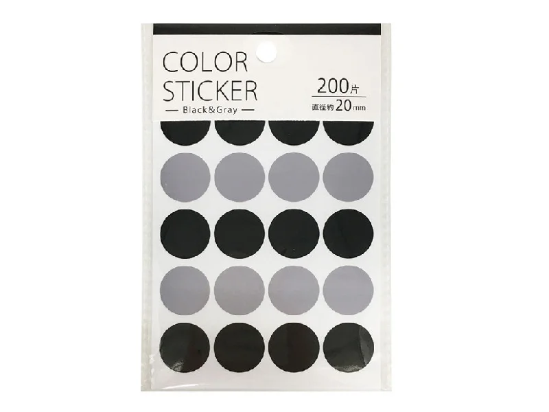 notebooks for recording creative ideas for projects -Point stickers  black and gray  20mm  200 pieces PRS-42