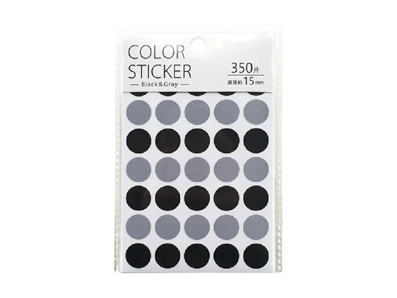 notebooks with educational covers for students -Point stickers  black and gray  15mm  350 pieces PRS-43