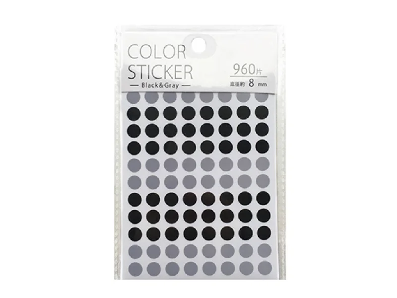 notebooks for writing motivational and empowering messages -Point stickers  black and gray  8mm  960 pieces PRS-44