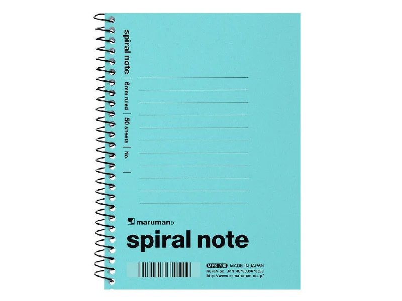 leather notebooks with lined pages for writing -A6 Spiral Note 6mm Ruled Light Blue