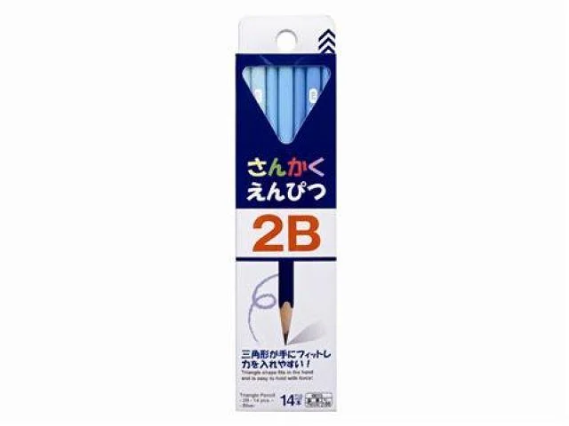 writing utensils for left-handed office workers-Triangle Pencil -2B - 14 Pcs. - Blue-