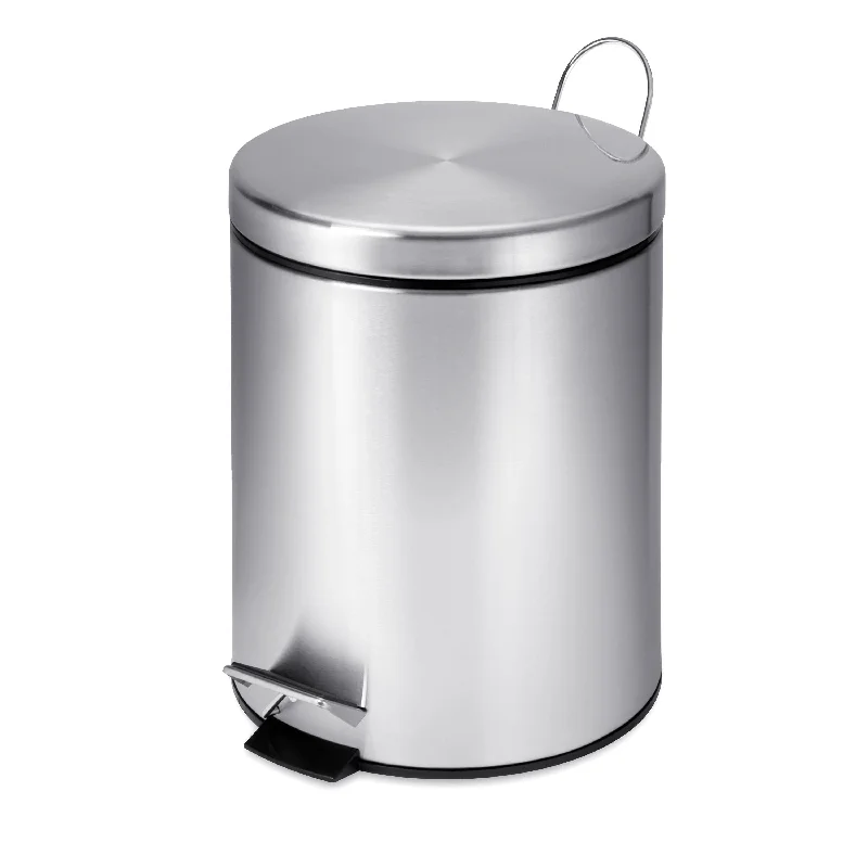 waste-bin-for-recycling-Silver 5L Stainless Steel Round Step Trash Can