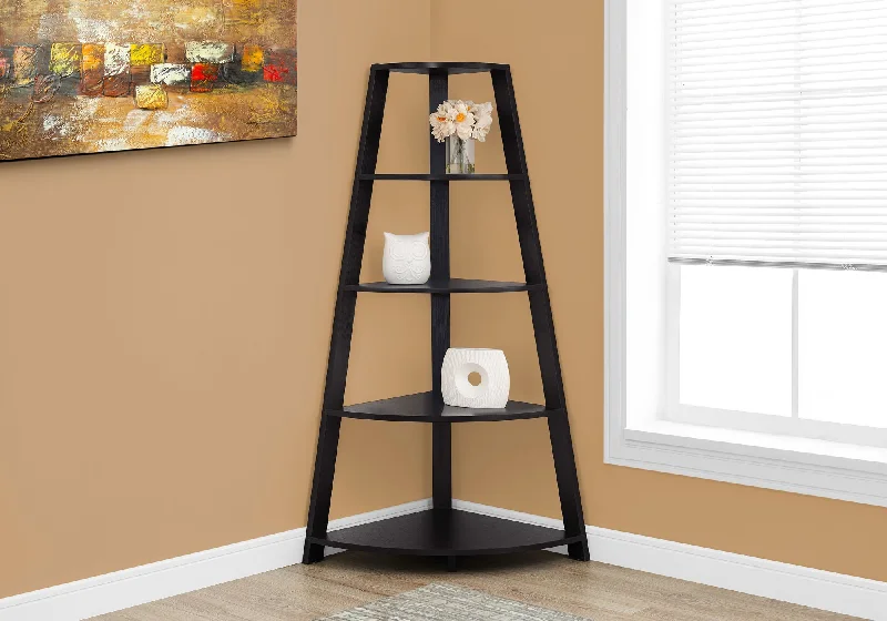 bookshelf with decorative and functional design -Bookcase - 60"H / Cappuccino Corner Accent Etagere