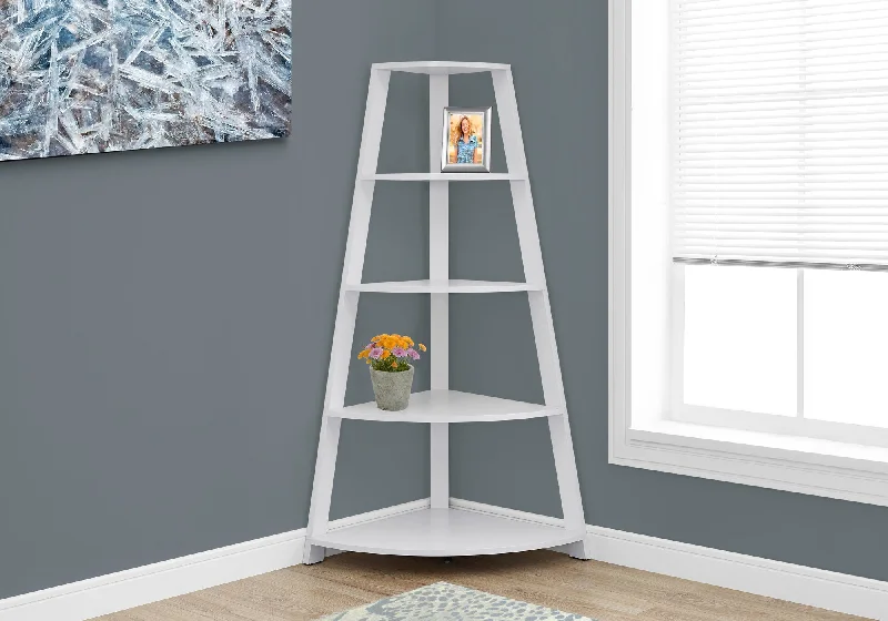 bookshelf with integrated design for versatile use -Bookcase - 60"H / White Corner Accent Etagere