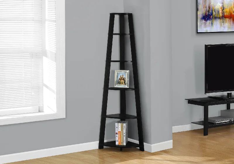 bookshelf for lightweight and durable materials -Bookcase - 72"H / Black Corner Accent Etagere