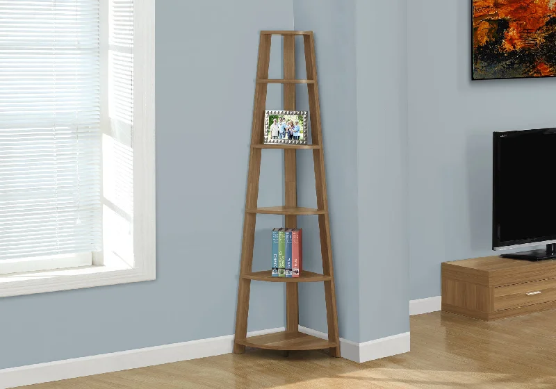 bookshelf for maximizing storage in small spaces -Bookcase - 72"H / Walnut Corner Etagere