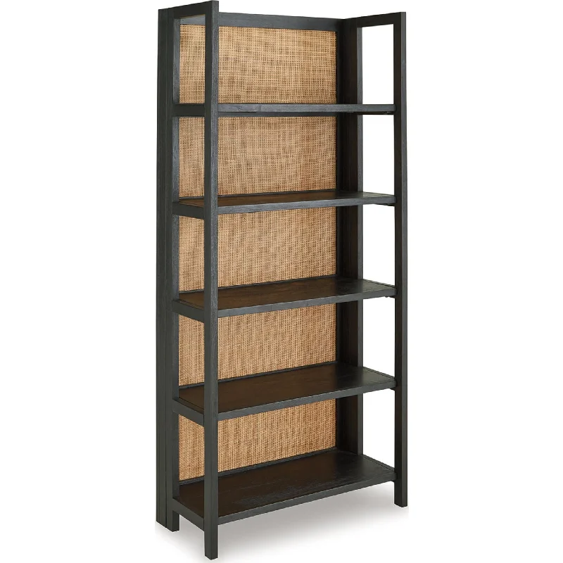 vintage-style bookshelf with ornate design -Abyard Bookcase - Black/Natural