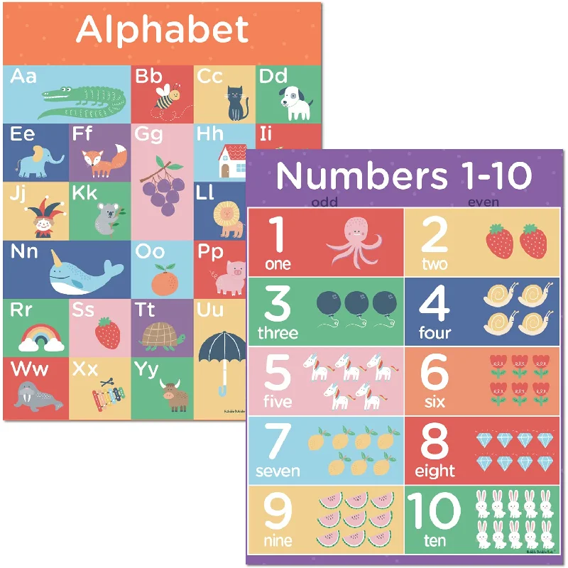 office supplies for handling mail-Alphabet and Number Poster Set - Alphabet Chart for Wall and Number Wall Poster. Dry-Erase