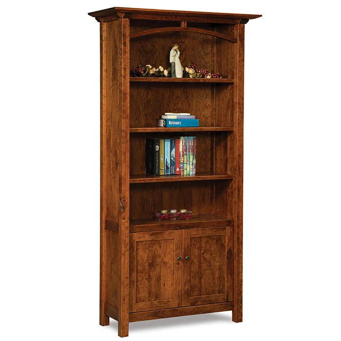 contemporary bookshelf for office -Artesa Amish Bookcase with Doors