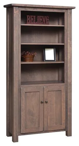 industrial style bookshelf for living room -Barn Floor Amish Bookcase