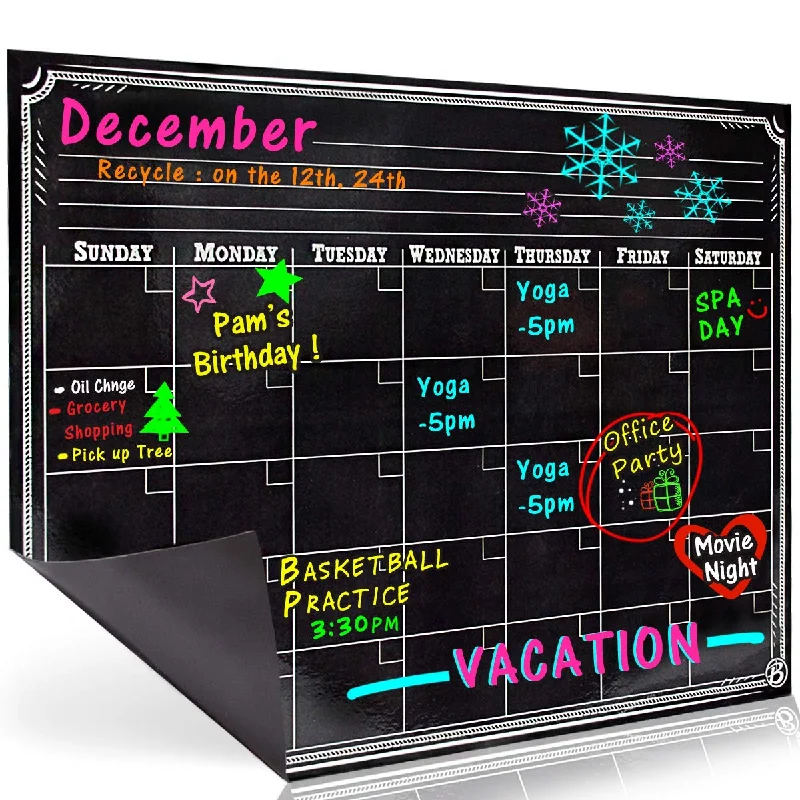 unique office supplies for executives-Bigtime Signs Dry Erase Magnetic Refrigerator Calendar Board - Black Chalkboard LOOK