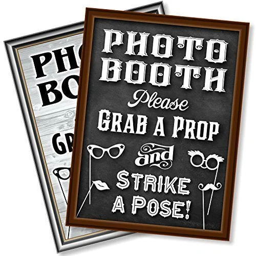 office supplies for marketing office decor-Bigtime Signs Photo Booth Props Sign, 2-Sided, Use for Any Wedding, Party or Event