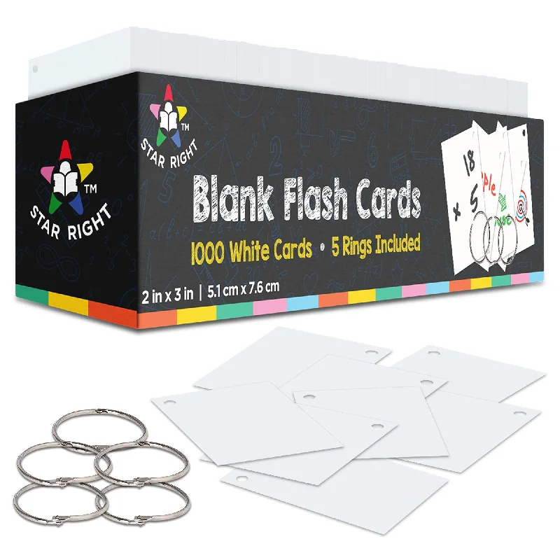 office supplies for creative business presentations-Blank Flash Cards For Studying - 2" X 3" Blank Index Notecards - 1000 Pre Hole