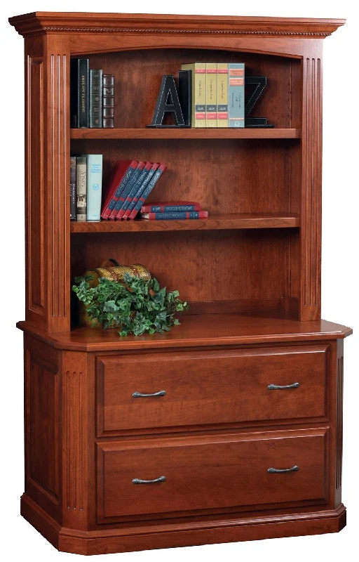 bookshelf for DVDs and Blu-rays -Buckingham Amish Lateral File with Bookshelf Hutch