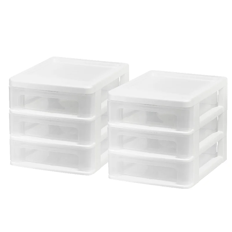 practical desktop storage box-Compact Desktop Organizer 3 Drawer 2 Pack