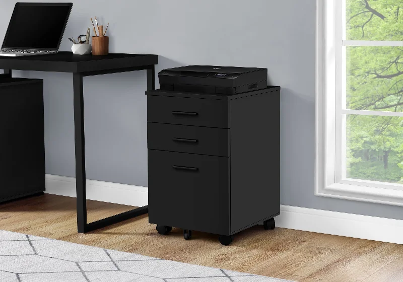 white filing cabinet for minimalist decor -Filing Cabinet - 3 Drawer / Black On Castors